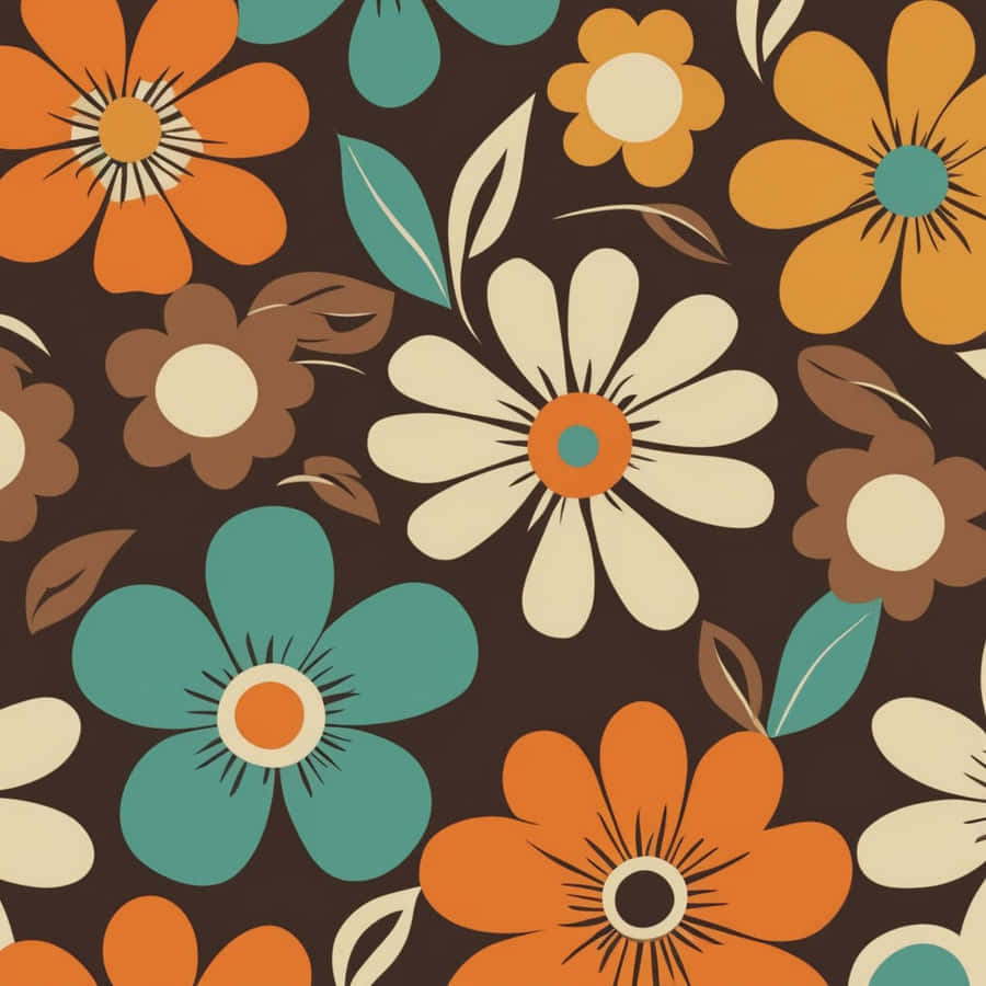 Retro Floral Pattern70s Style Wallpaper