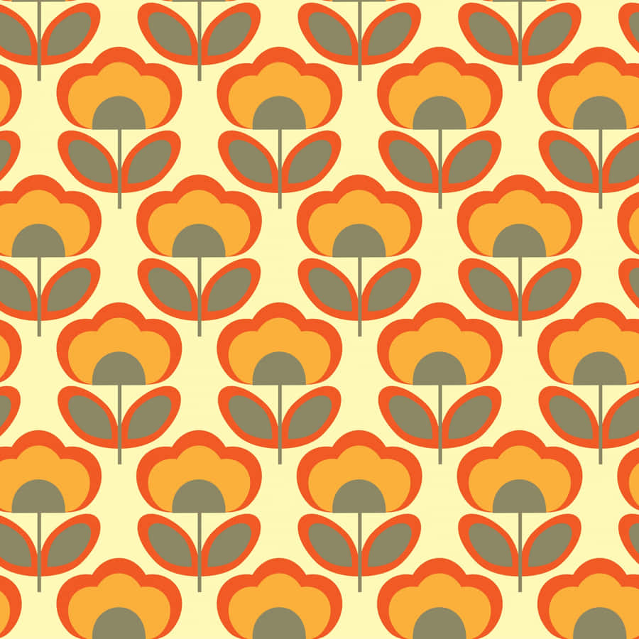 Retro Floral Pattern70s Style Wallpaper