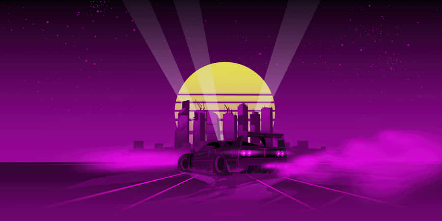 Retro Futuristic Sunset Cityscape Wallpaper