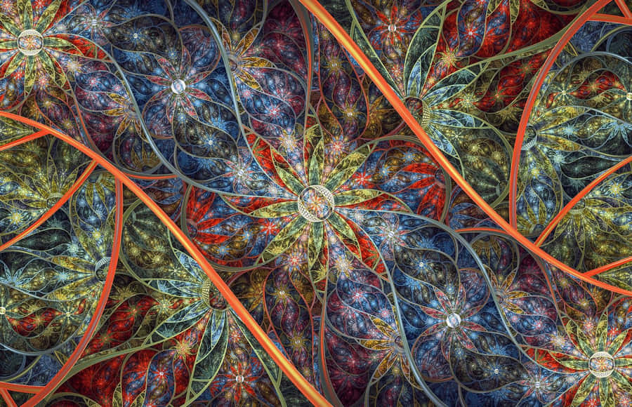 Retro-style Flower Fractals Wallpaper