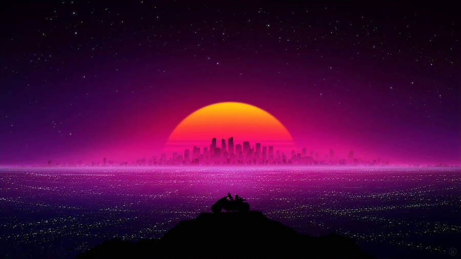 Retrowave City Landscape 4k Wallpaper