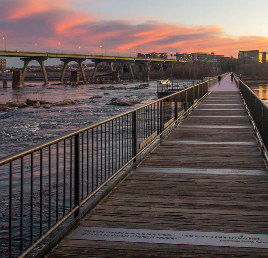 Richmond Riverfront Boardwalkat Sunset Wallpaper