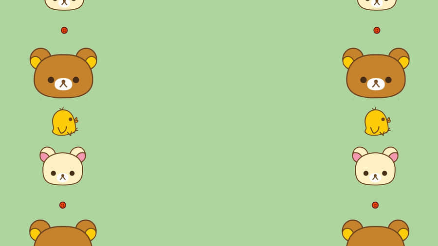 Rilakkuma Laptop Plain Green Background Wallpaper
