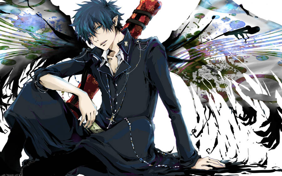 Rin Okumura Achieves His Wings In Blue Exorcist Wallpaper