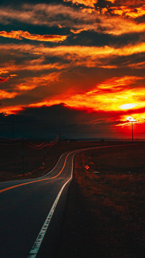 Road At Sunset 4k Ultra Iphone Wallpaper