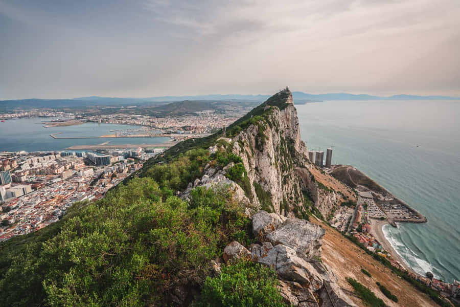 Rock Of Gibraltar Overlooking The Sea Wallpaper