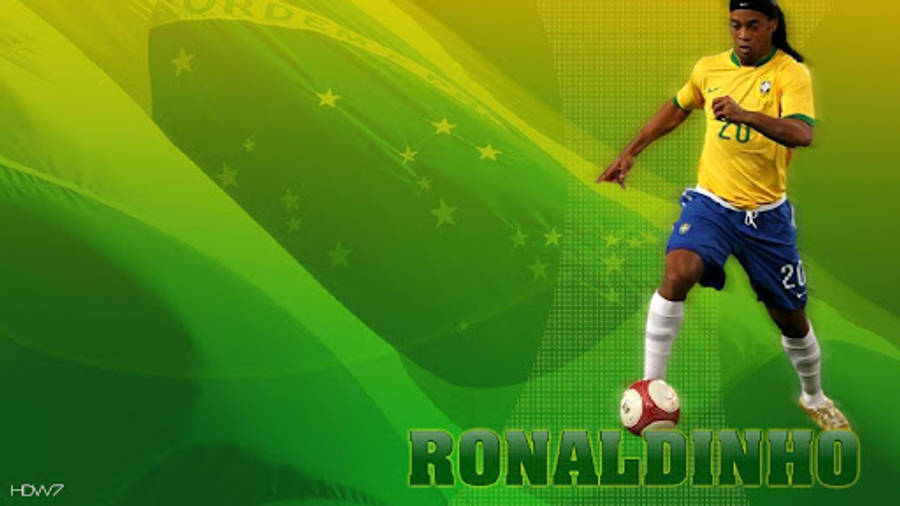 Ronaldinho's Magnificent Skills On Football Pitch Wallpaper