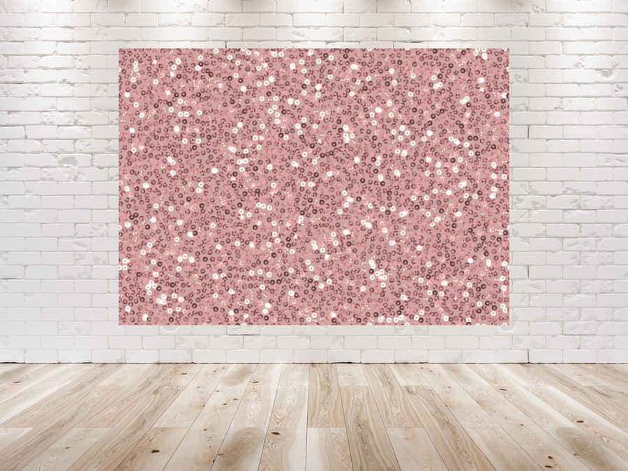 Rose Gold Glitter Rug White Brick Wall Wallpaper