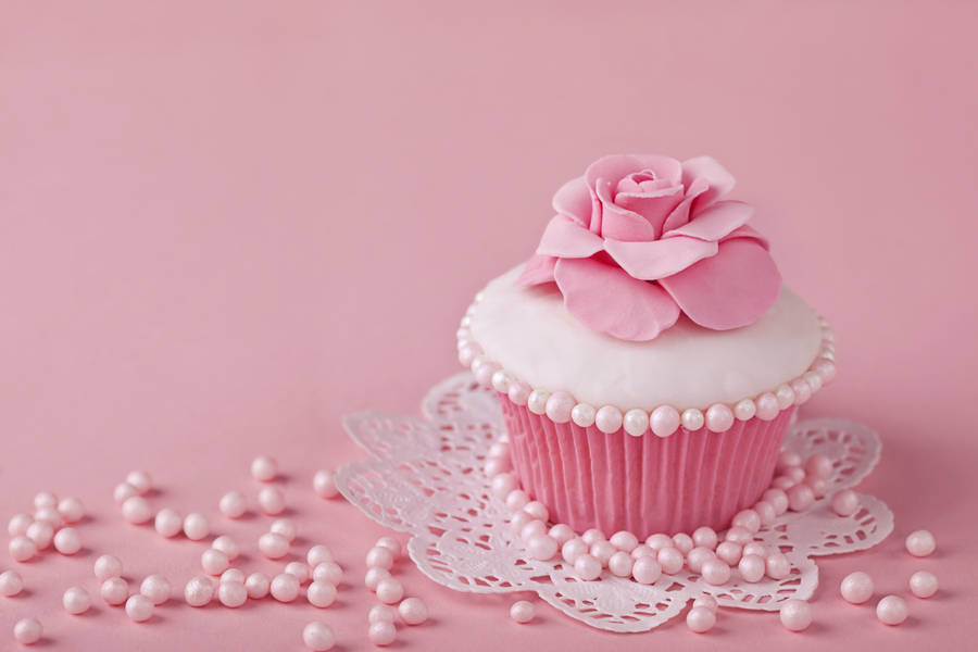 Rose Pink Cupcake Wallpaper
