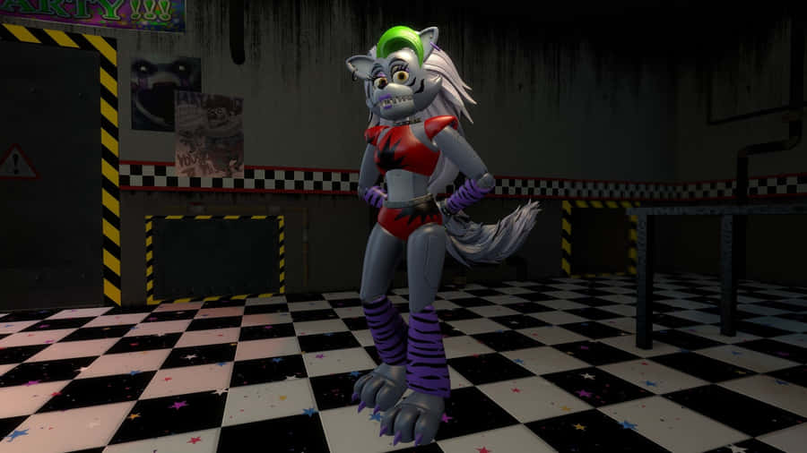 Roxanne Wolf Standing On A Black-white Tiled Floor Wallpaper