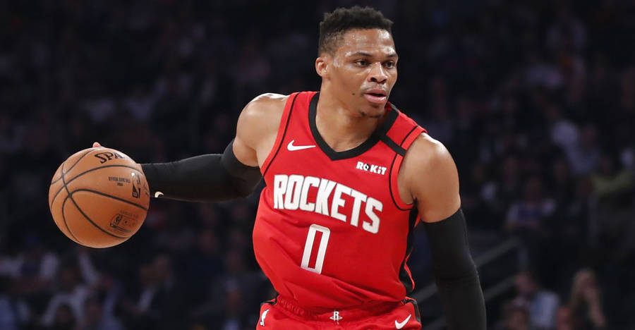 Russell Westbrook Dribbling Ball Photo Wallpaper