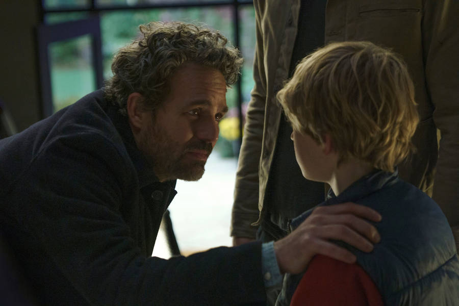 Ryan Reynolds In The Adam Project Interacting With His Young Self. Wallpaper