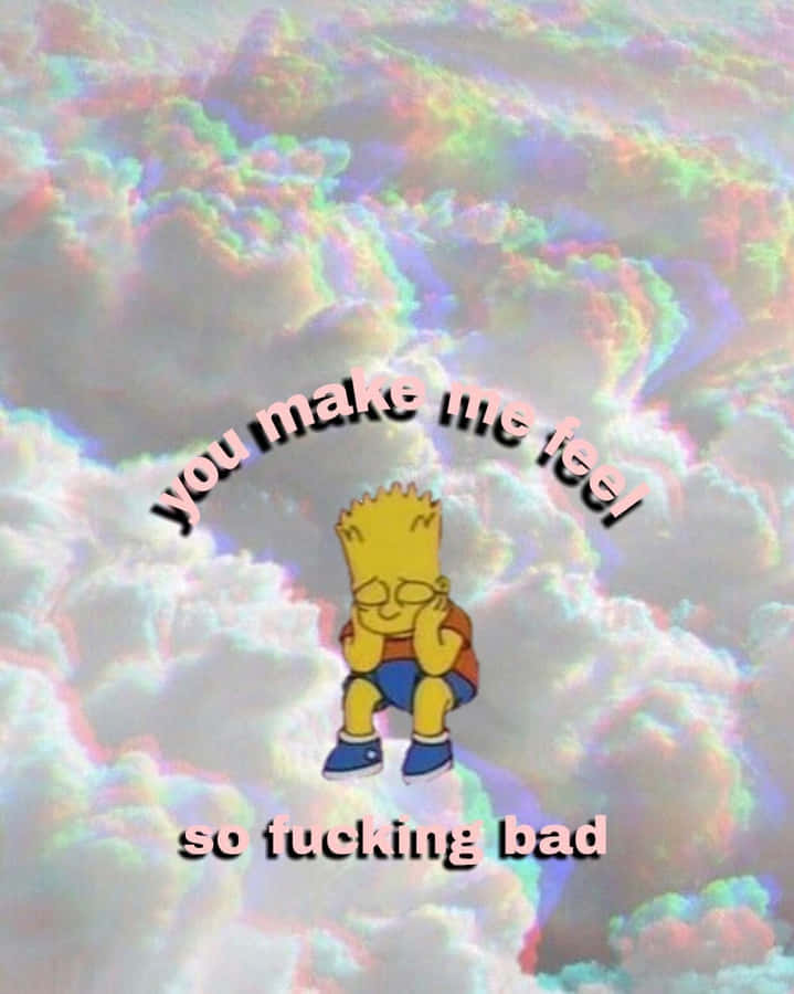 Sad Bart Simpson Phone Clouds Wallpaper