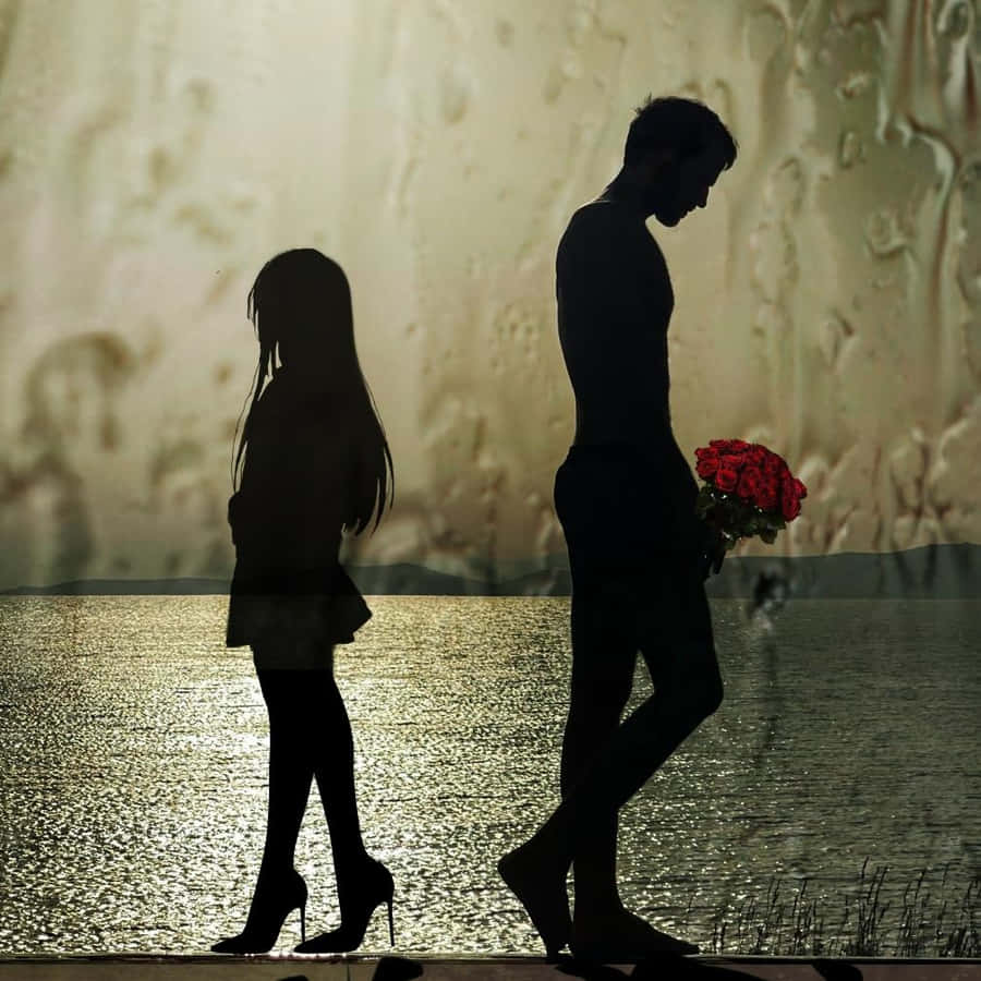 Sad Couple Anime Silhouette Wallpaper