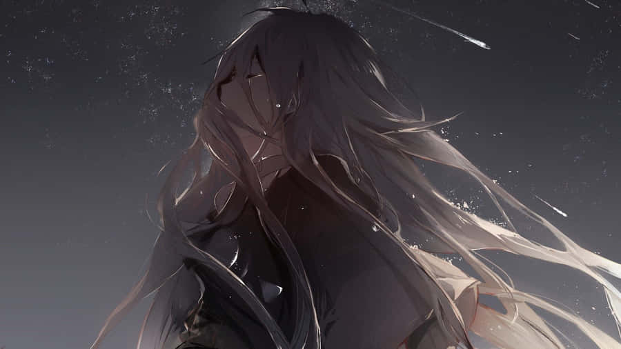 Sad Crying Anime Girl With Long Hair Wallpaper