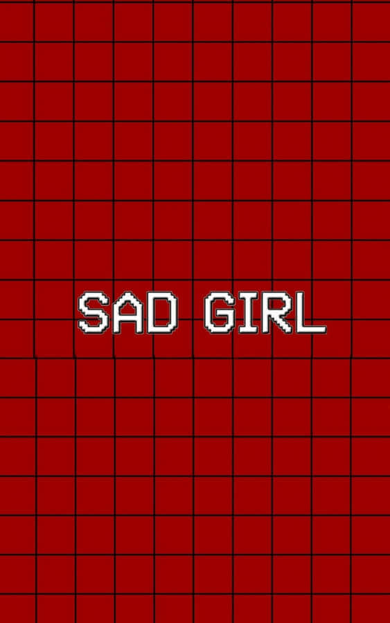 Sad Girl With Black And Red Aesthetic Grid Illustration Wallpaper