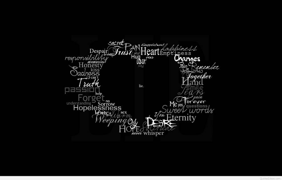 Sad Words Heart Shape Wallpaper