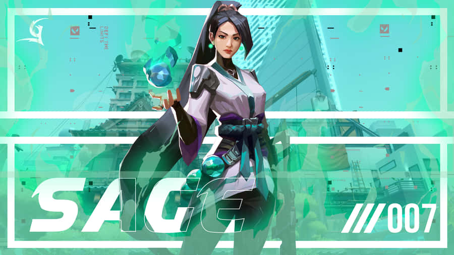 Sage - A Female Character With A Green Background Wallpaper