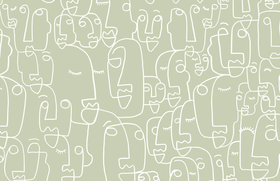 Sage Green Aesthetic Faces Wallpaper