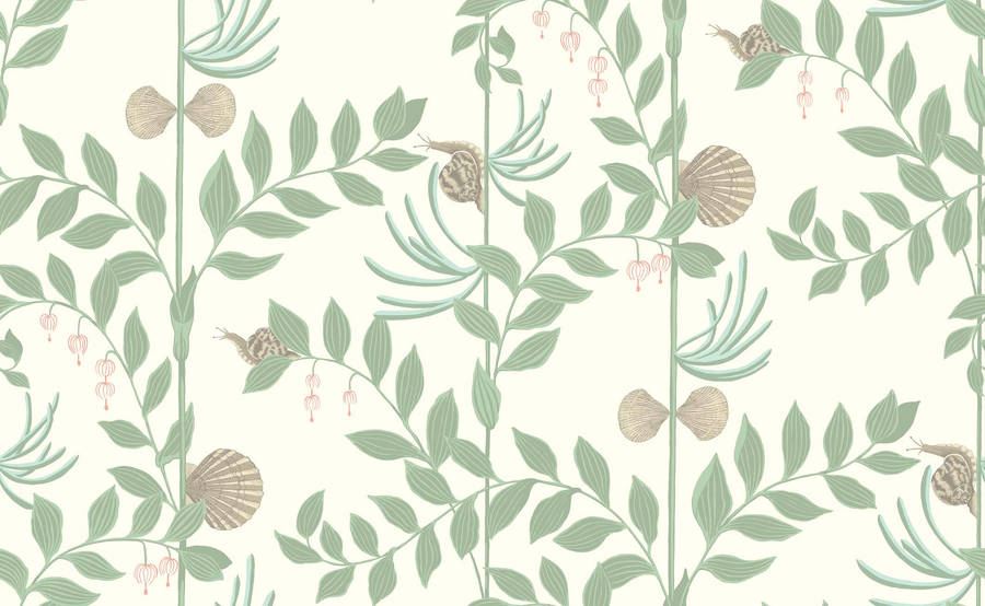 Sage Green Aesthetic Snail Art Wallpaper