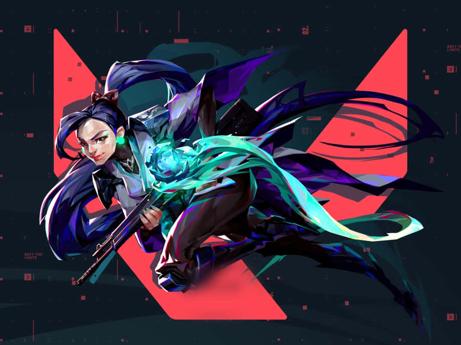Sage Rifle And Logo Valorant Desktop Wallpaper