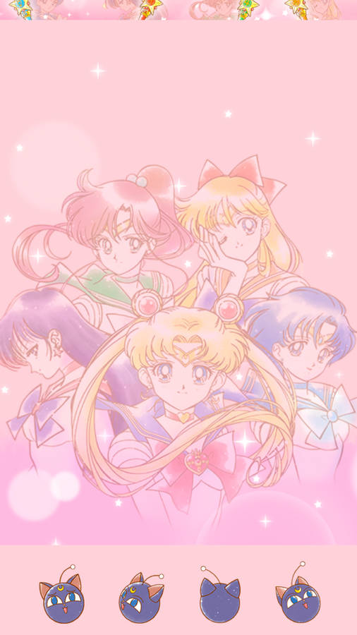 Sailors Side By Side Sailor Moon Iphone Wallpaper