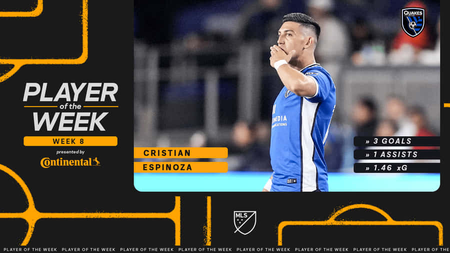 San Jose Earthquakes Midfielder Cristian Espinoza Graphic Art Wallpaper