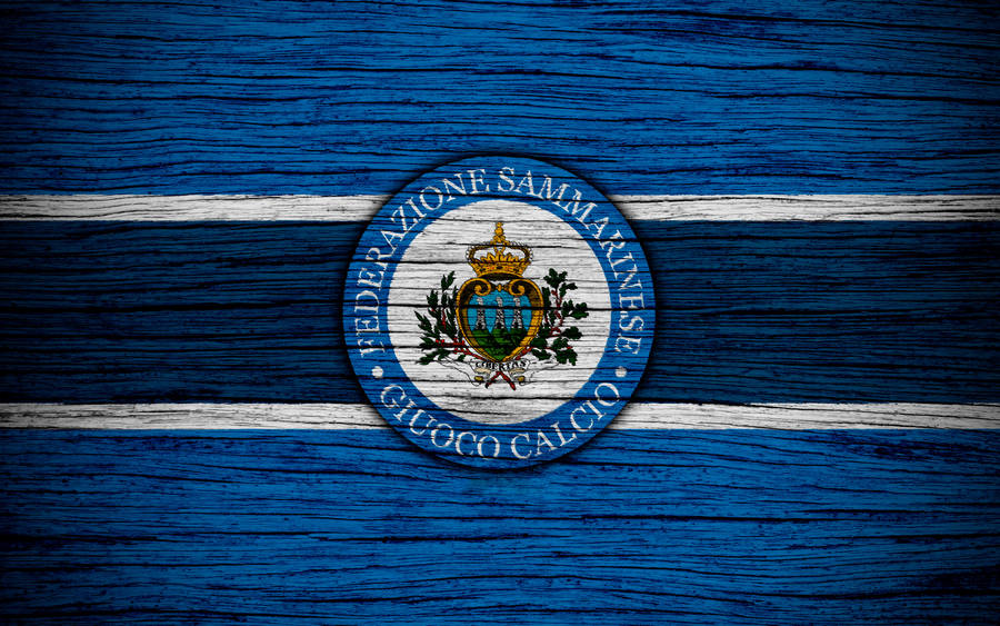 San Marino Flag With Wooden Texture Wallpaper