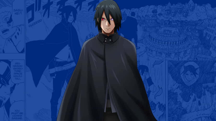 Sasuke Black Cape Blue Canvas Art Manga Wallpaper