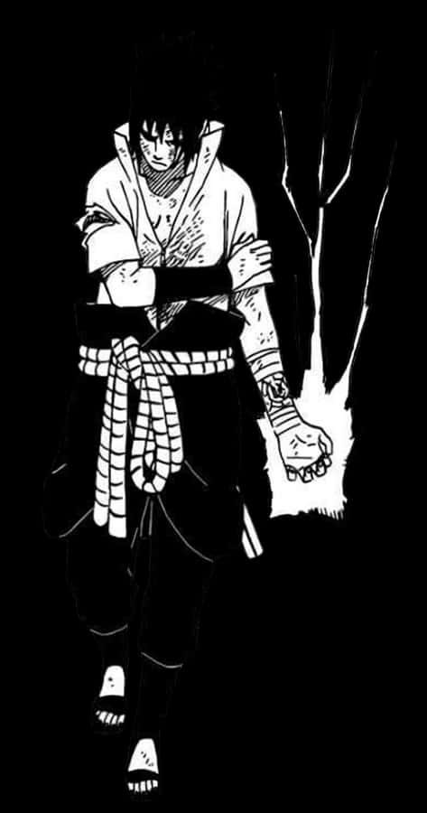 Sasuke Manga Black Sketch White Canvas Wallpaper