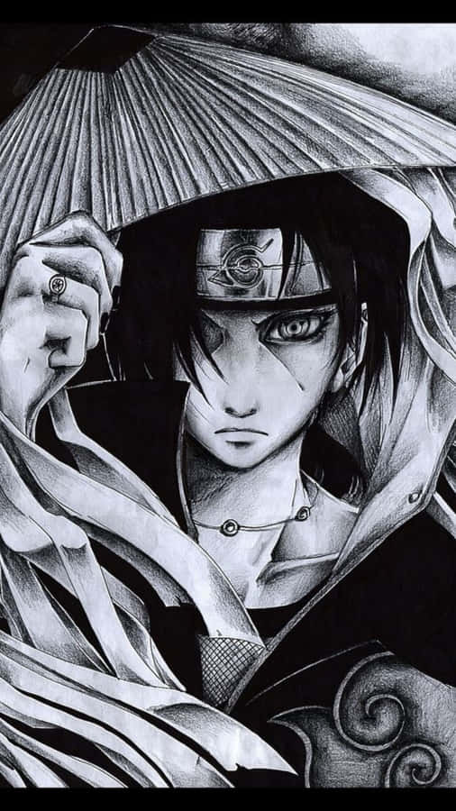 Sasuke Uchiha Artwork Black White Wallpaper