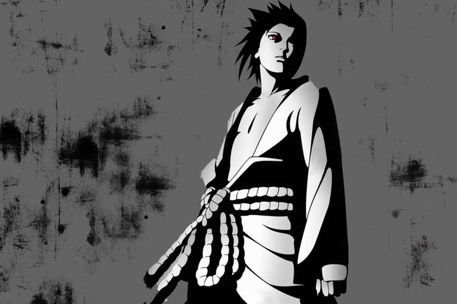 Sasuke Uchiha Monochrome Artwork Wallpaper