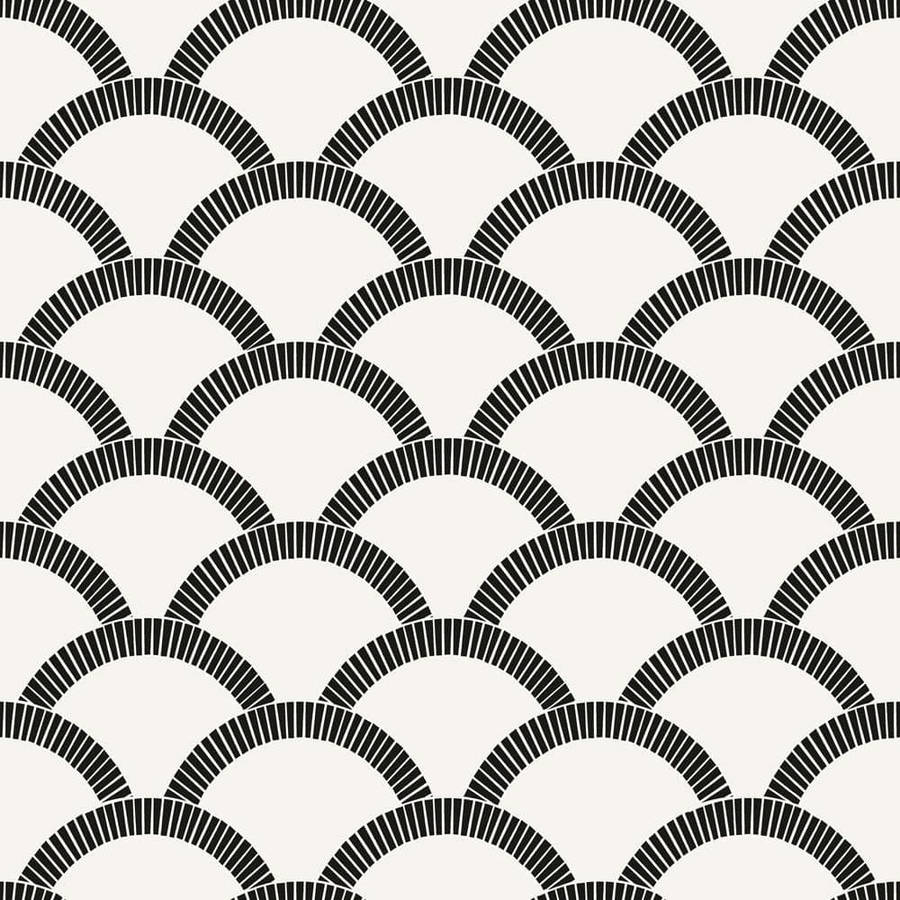 Scallops Pattern Black And White Wallpaper