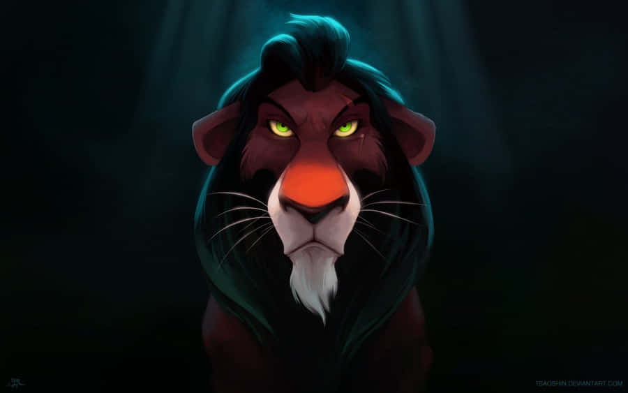 Scar Showing His Teeth In The Classic Lion King Scene Wallpaper