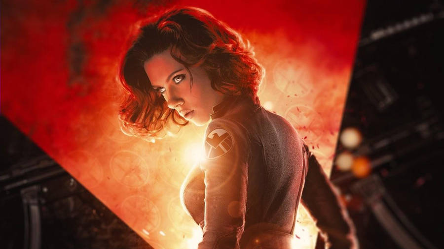 Scarlett Johansson As Black Widow In Action Wallpaper