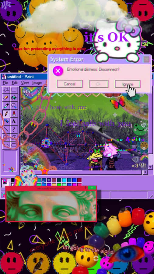 Scenecore It's Ok Hello Kitty Wallpaper