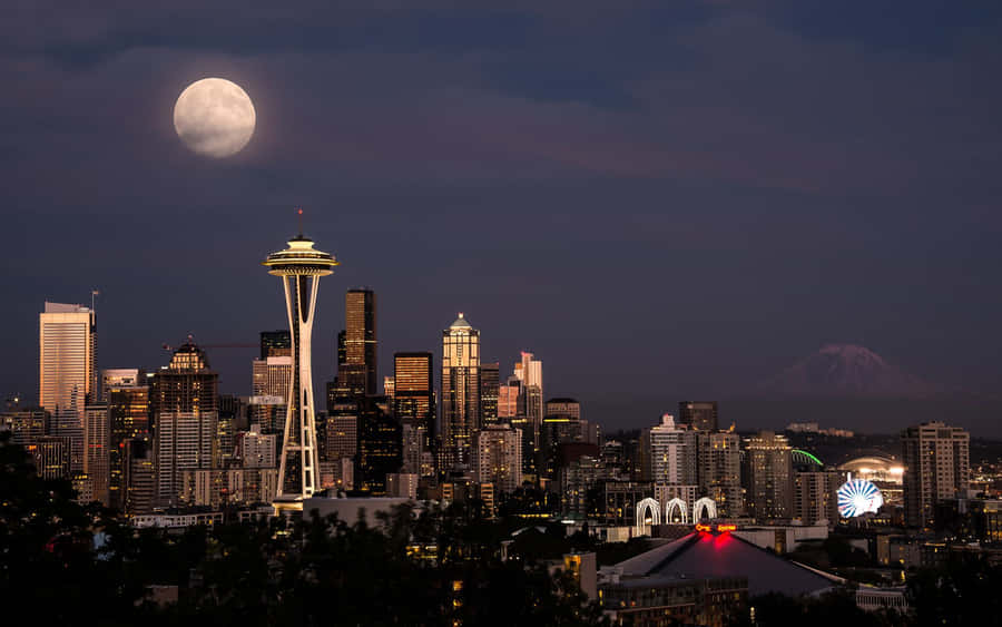 Seattle Hd Moon Wallpaper