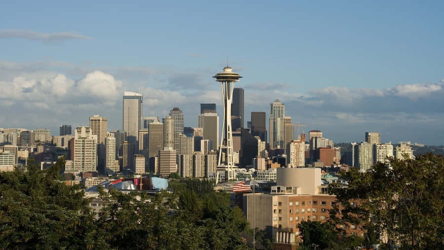 Seattle Skyline From A Hillside Wallpaper