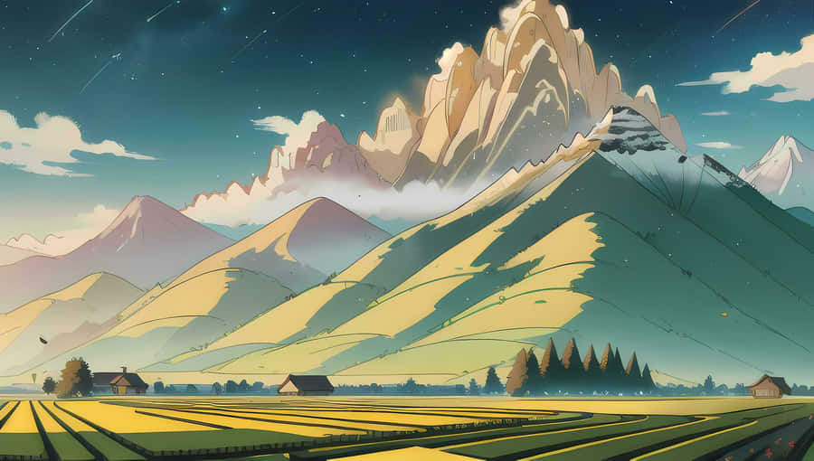 Serene_ Anime_ Landscape_with_ Mountains Wallpaper