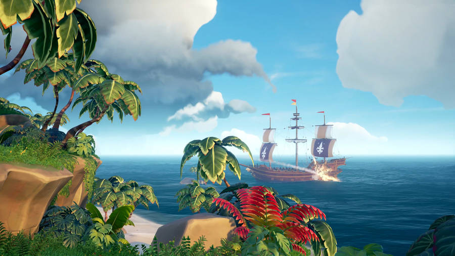 Setting Sail On An Epic Adventure In Sea Of Thieves Wallpaper