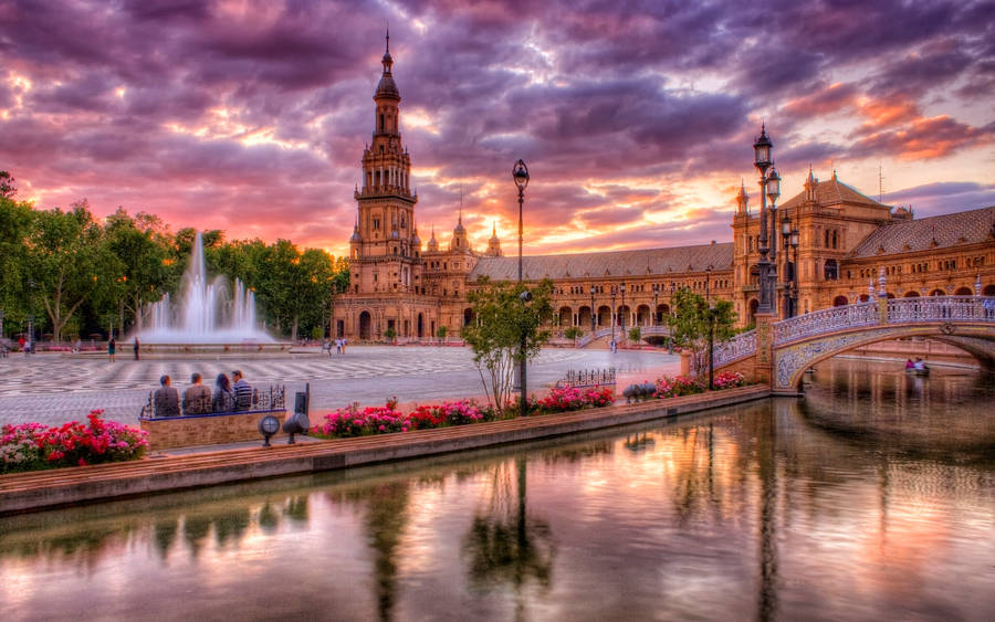 Seville City Sunset Wallpaper