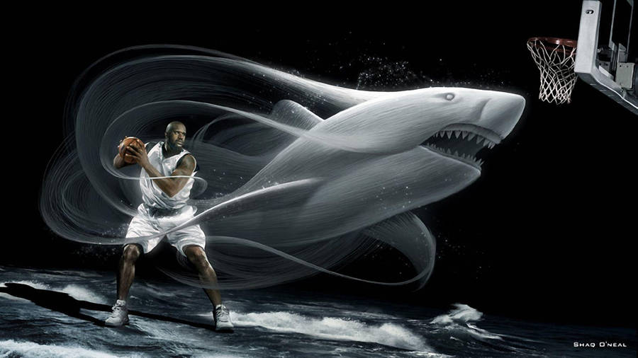 Shaquille O'neal Shark Black Art Wallpaper