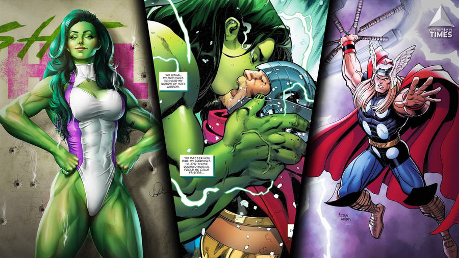 She Hulk And Thor Wallpaper
