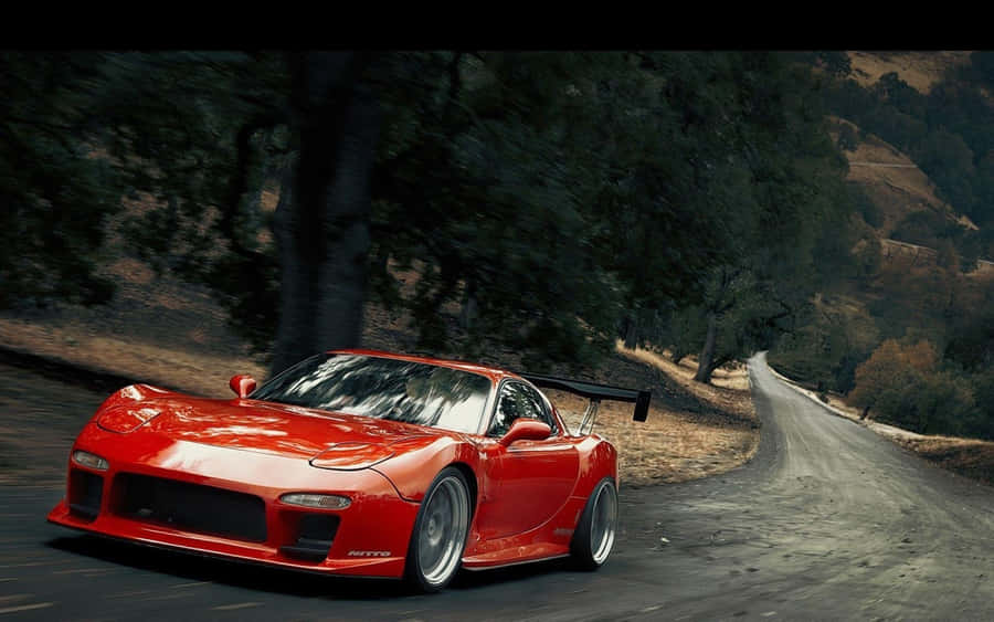 Shiny Red Mazda Rx7 Fc Classic Code Wallpaper