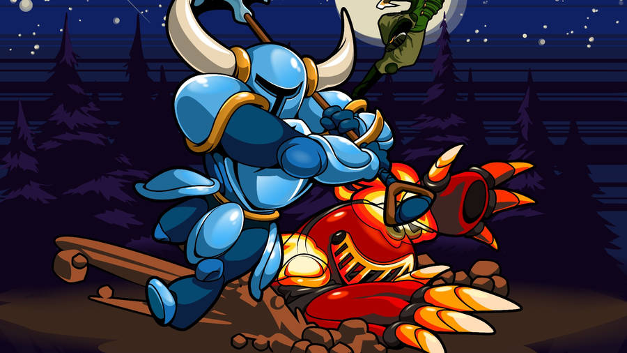 Shovel Knight Fighting Mole Knight Wallpaper