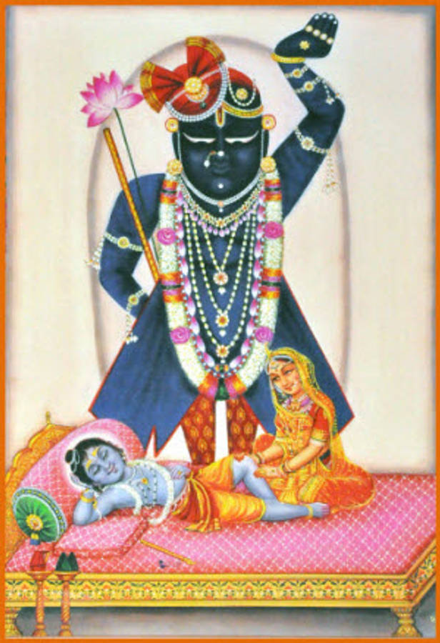 Shrinathji Looking Down At Yamunaji Wallpaper