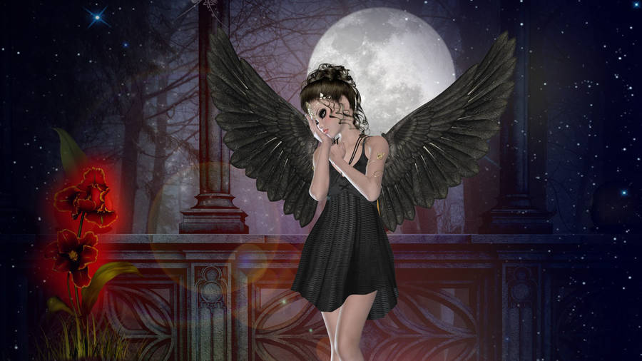 Shy Angel Dark Artwork Wallpaper