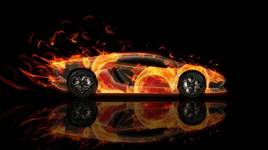 Side View Of Fire Car Wallpaper