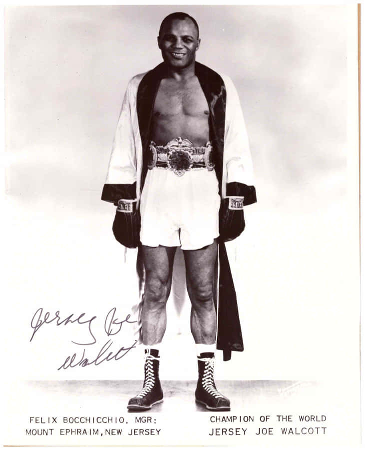 Signed Photo Of Jersey Joe Walcott Winning A World Title Wallpaper