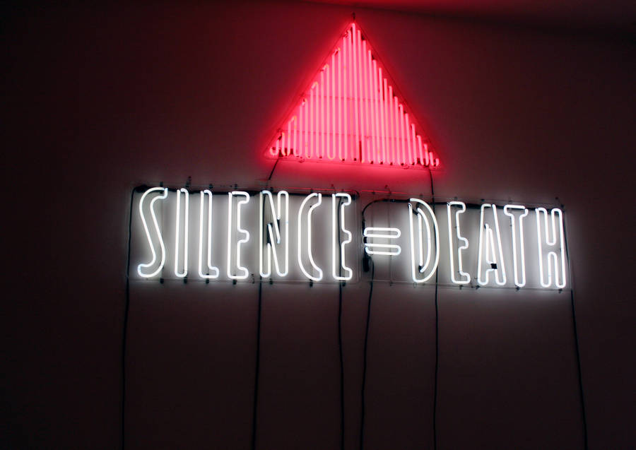 Silence Death White Neon Aesthetic Wallpaper